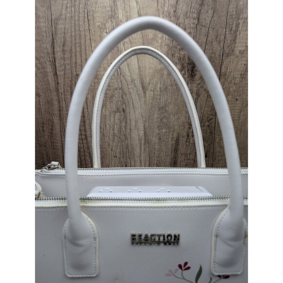 Kenneth Cole Reaction Purse Tote HandBag White/With Floral Print Double Handles - Picture 6 of 10